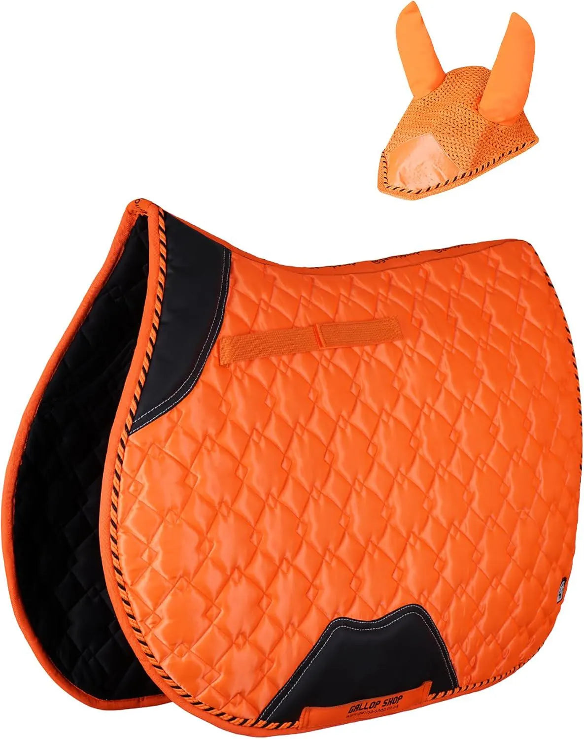 GallopGrip Dressage Saddle Pad & Bonnet Set – Quilted Equestrian Tack with Braided Trim