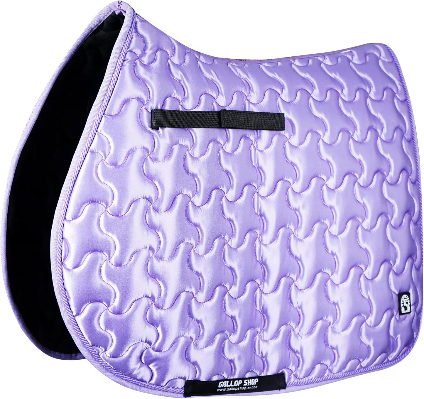 GallopGrip Contour Wave Quilting Satin Saddle Pad & Bonnet Set – Braided Trim Equestrian Tack for Dressage