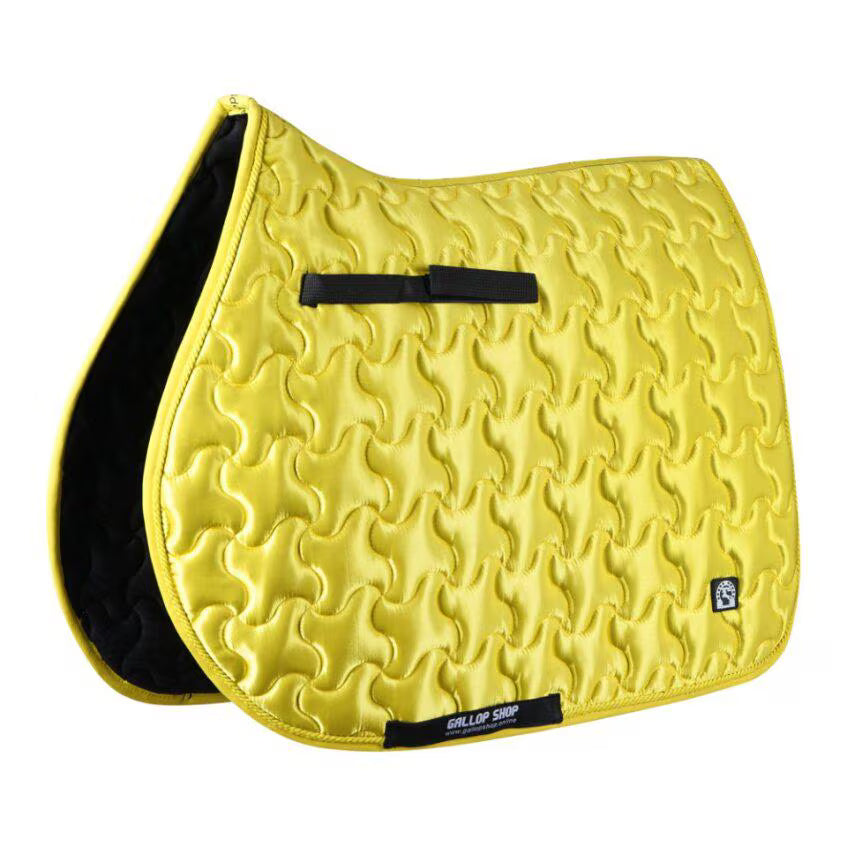 GallopGrip Contour Wave Quilting Satin Saddle Pad & Bonnet Set – Braided Trim Equestrian Tack for Dressage