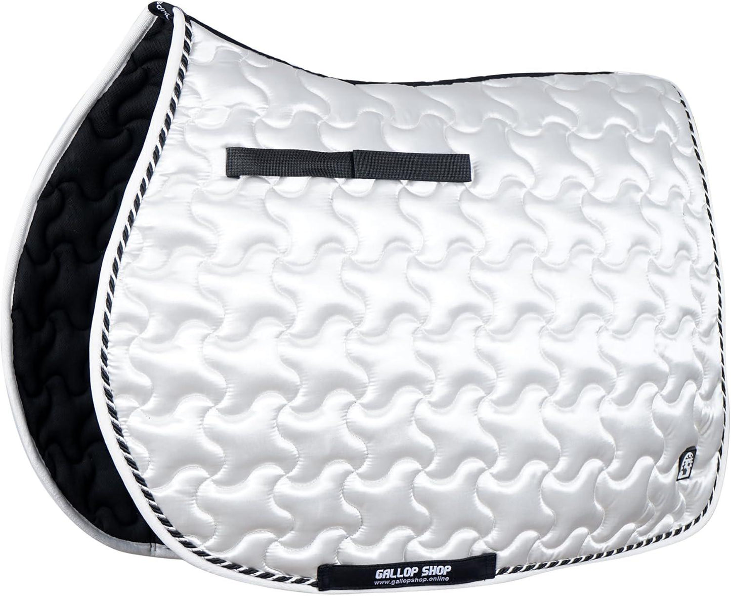 GallopGrip Contour Wave Quilting Satin Saddle Pad & Bonnet Set – Braided Trim Equestrian Tack for Dressage