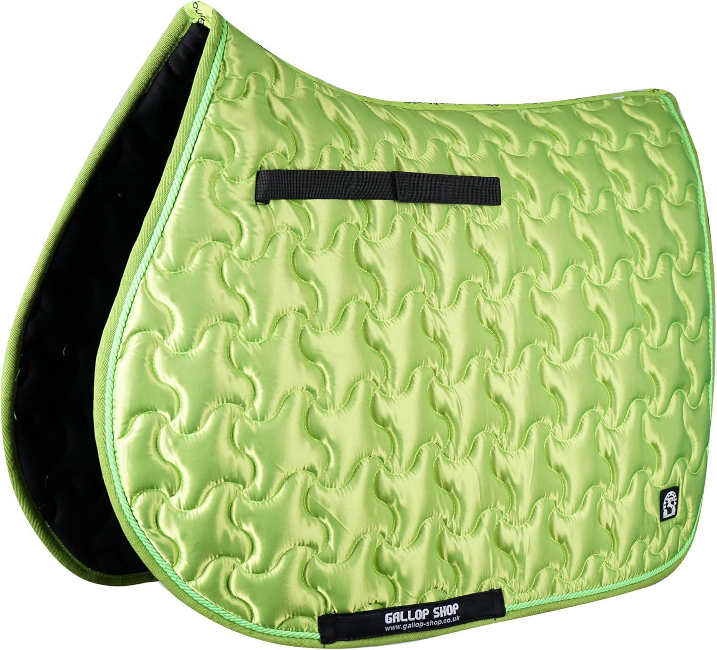 GallopGrip Contour Wave Quilting Satin Saddle Pad & Bonnet Set – Braided Trim Equestrian Tack for Dressage