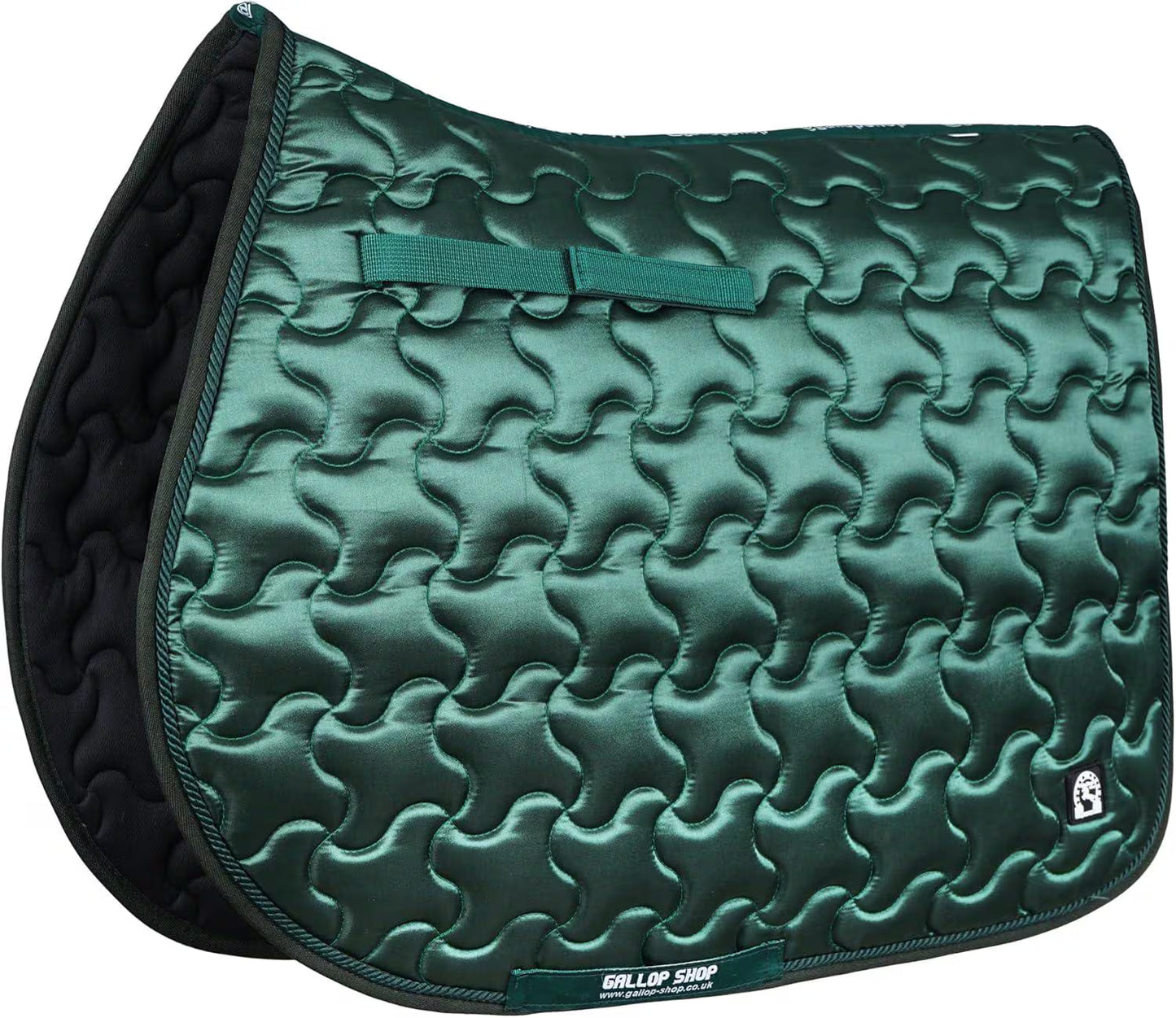 GallopGrip Contour Wave Quilting Satin Saddle Pad & Bonnet Set – Braided Trim Equestrian Tack for Dressage