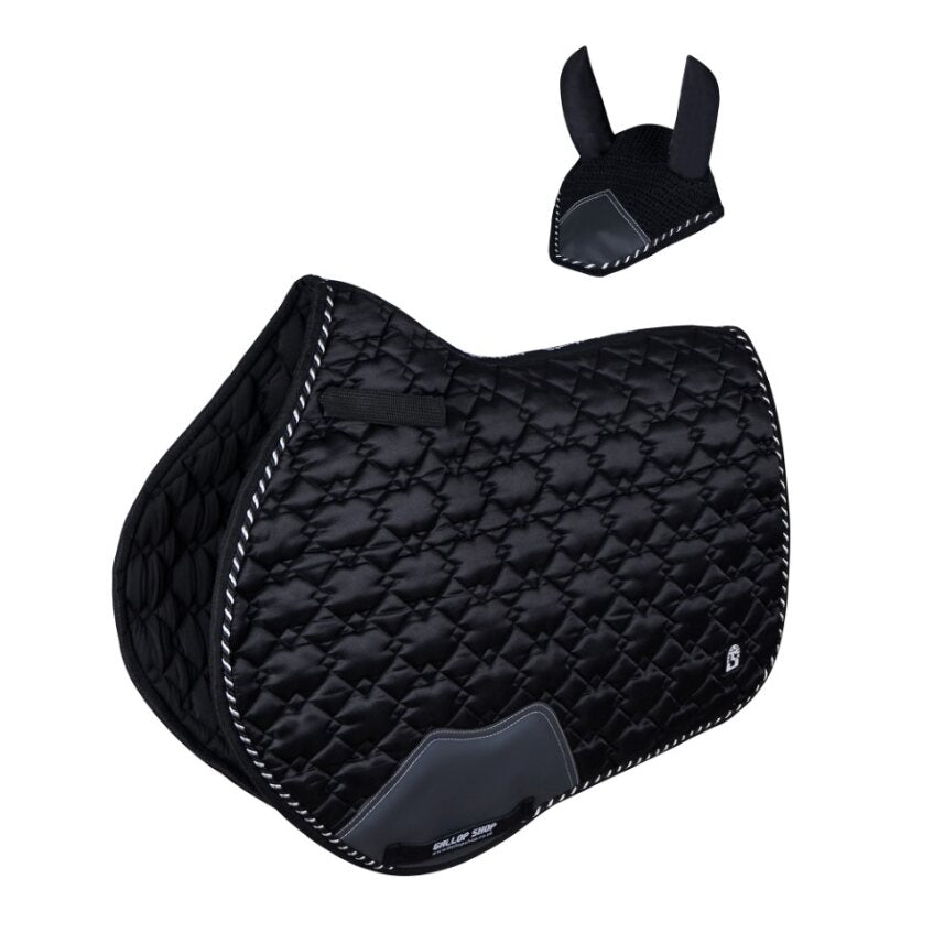 GallopGrip All-Purpose Saddle Pad & Bonnet Set – Sculpted Quilting, Satin Finish, Multi-Color Options