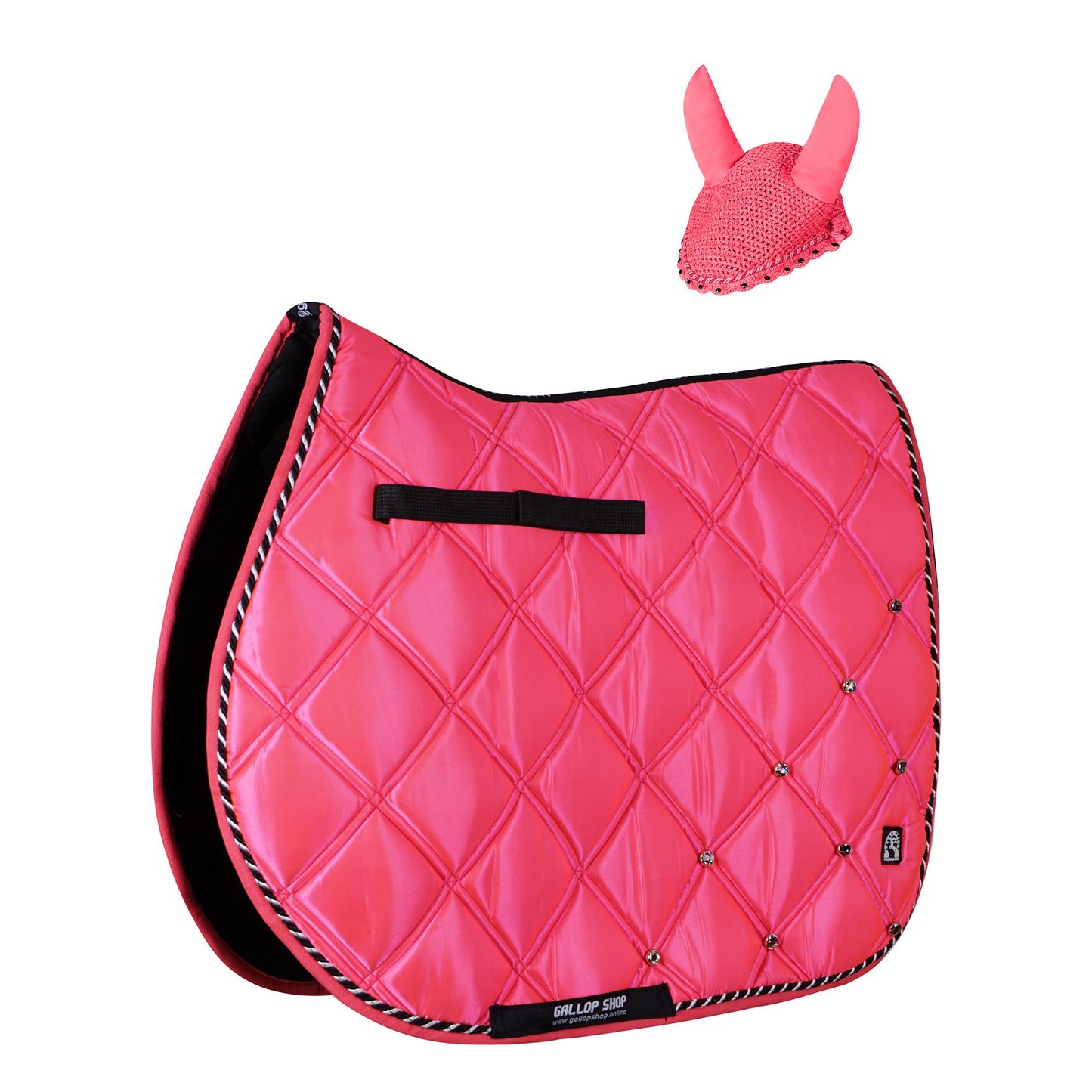 Luxury Quilted Saddle Pad & Ear Bonnet Set – Decorative Horse Tack in 12 Colors by Gallop Shop
