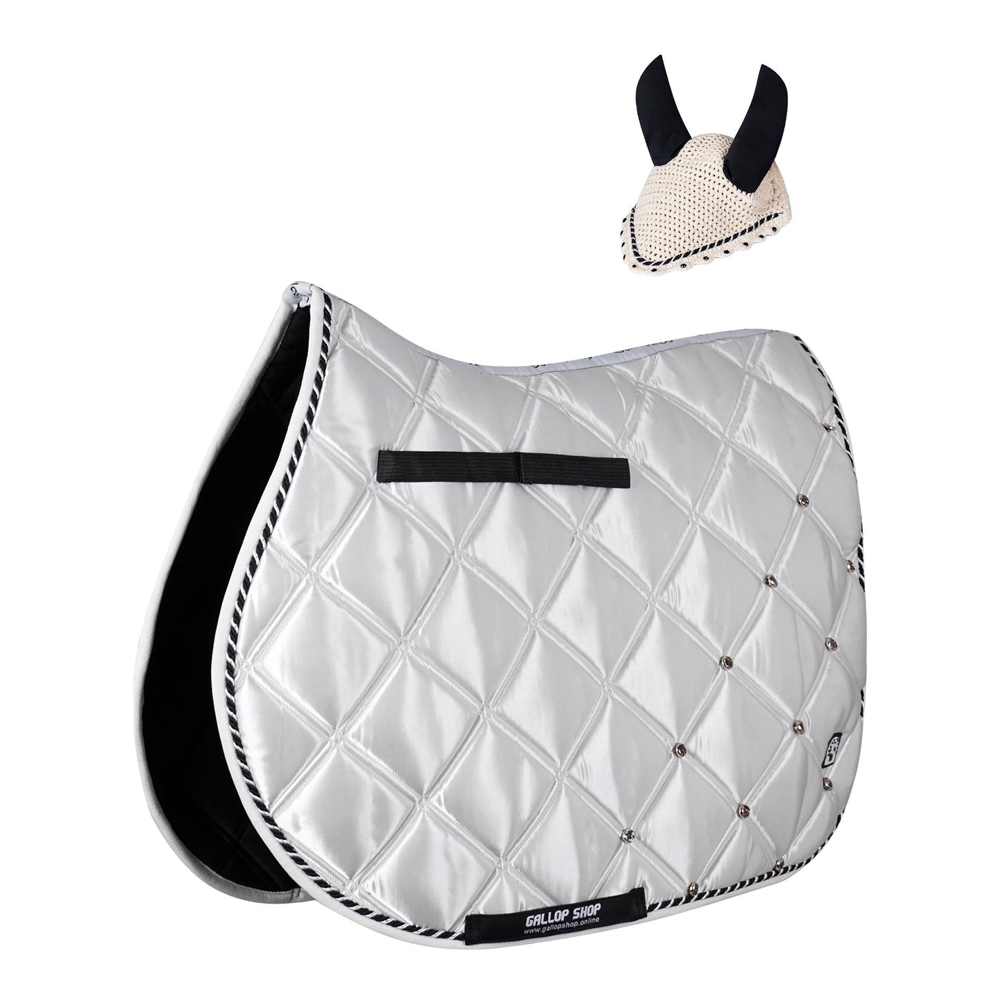 Luxury Quilted Saddle Pad & Ear Bonnet Set – Decorative Horse Tack in 12 Colors by Gallop Shop