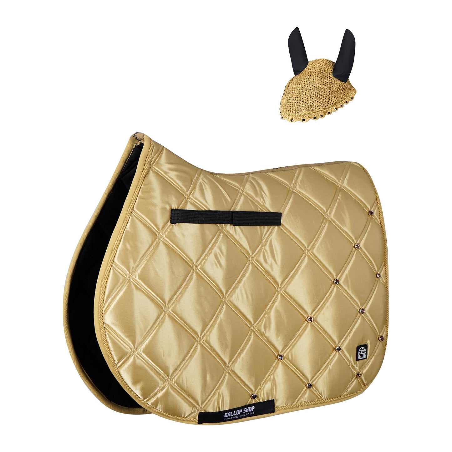 Luxury Quilted Saddle Pad & Ear Bonnet Set – Decorative Horse Tack in 12 Colors by Gallop Shop