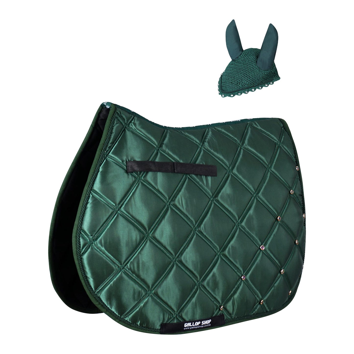 Luxury Quilted Saddle Pad & Ear Bonnet Set – Decorative Horse Tack in 12 Colors by Gallop Shop
