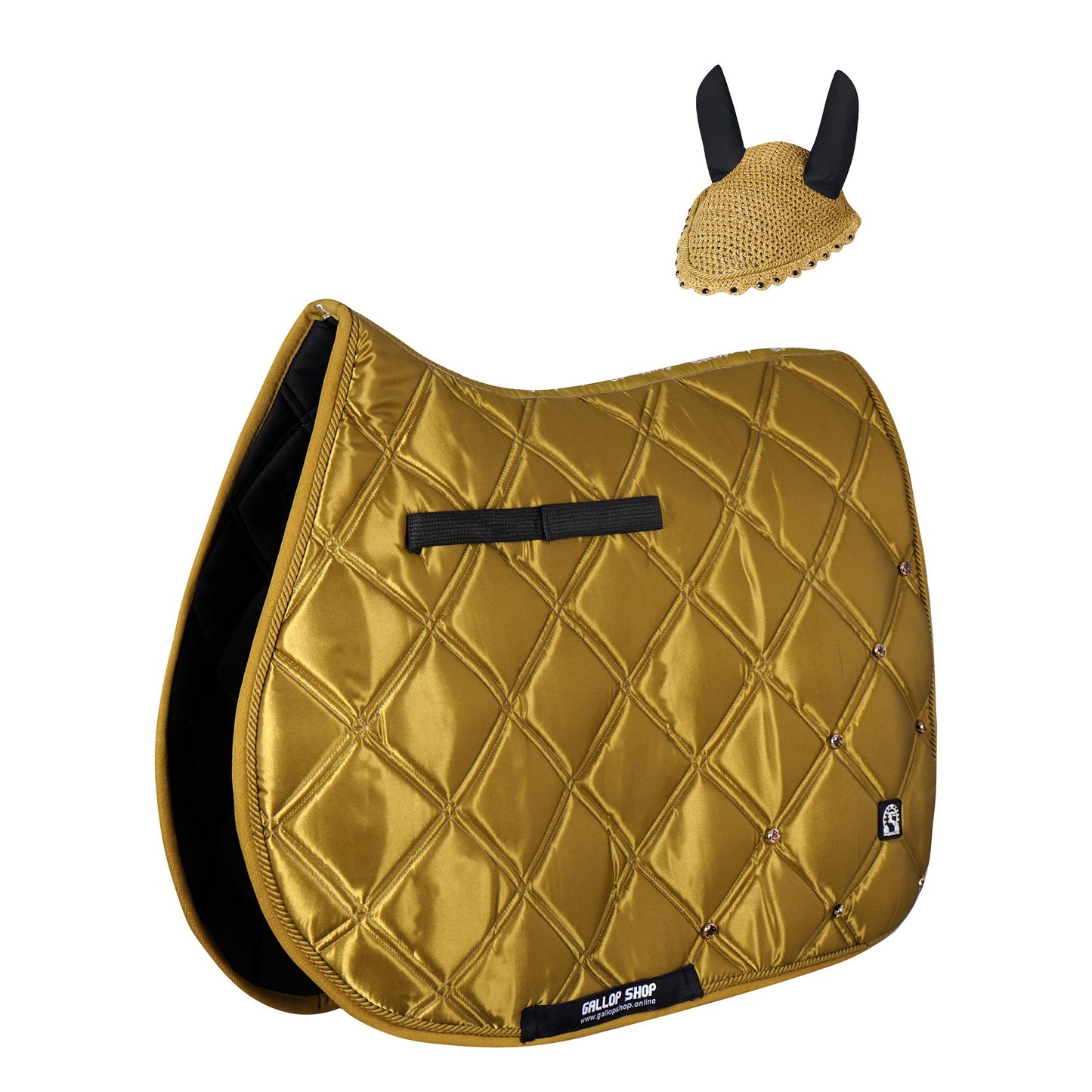 Luxury Quilted Saddle Pad & Ear Bonnet Set – Decorative Horse Tack in 12 Colors by Gallop Shop
