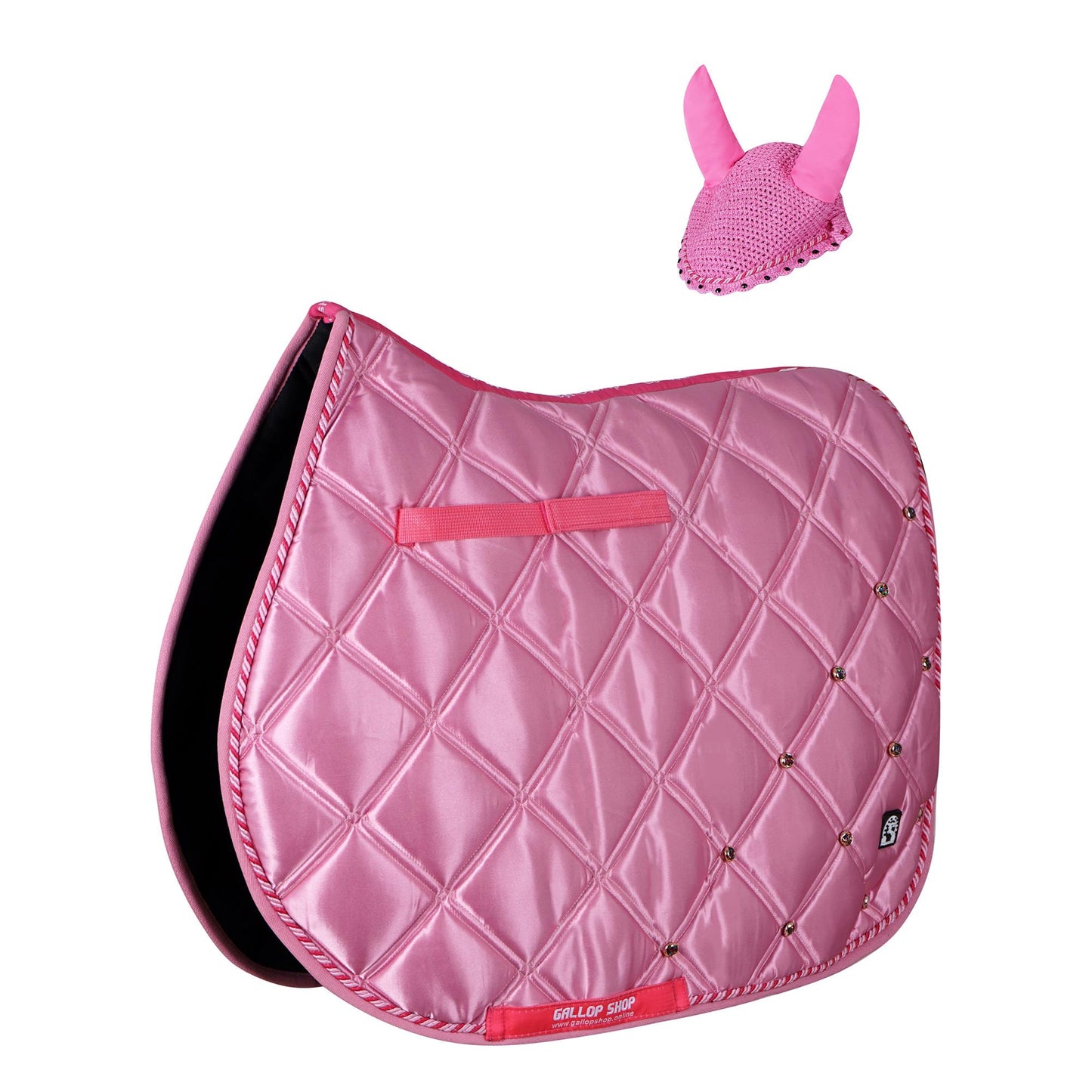 Luxury Quilted Saddle Pad & Ear Bonnet Set – Decorative Horse Tack in 12 Colors by Gallop Shop