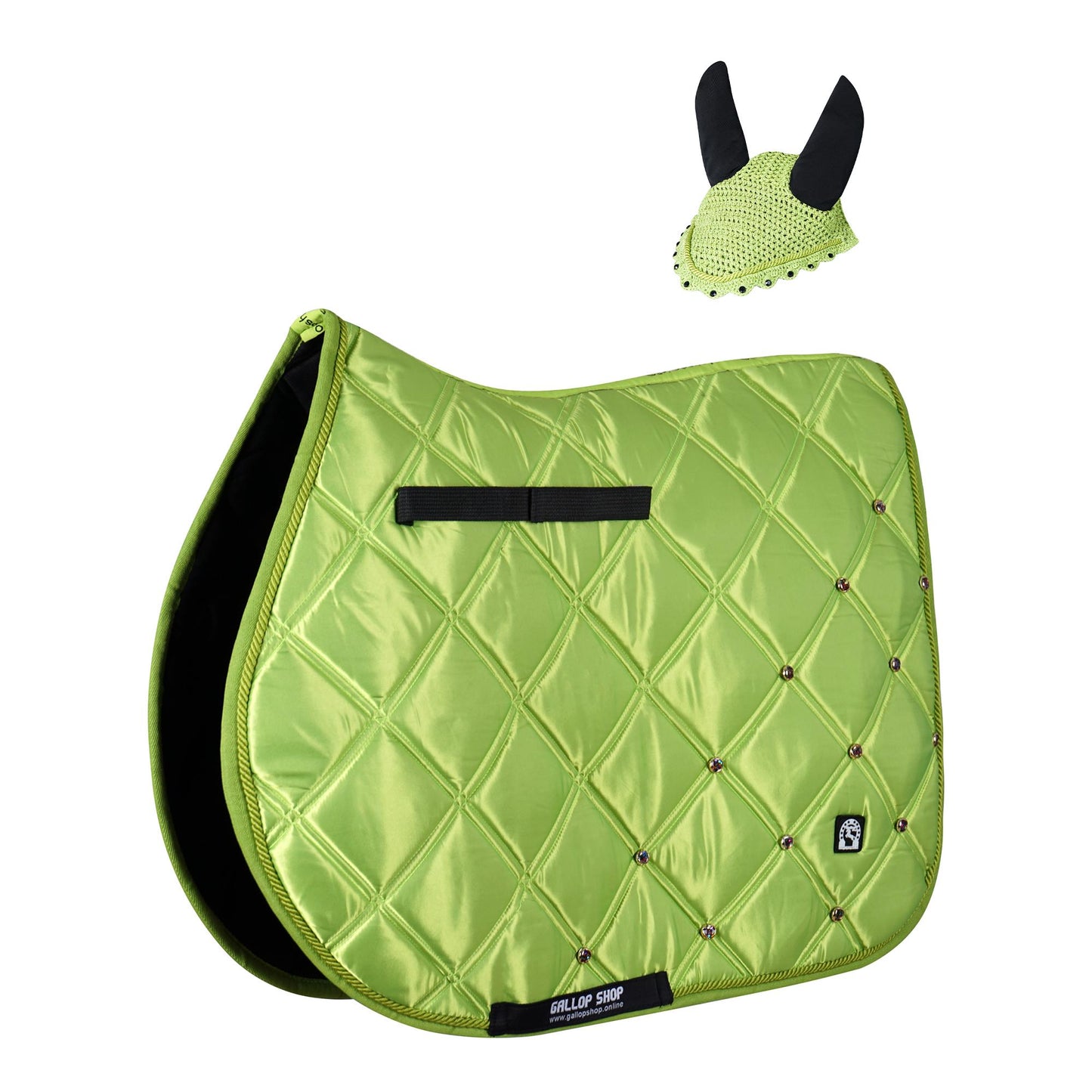 Luxury Quilted Saddle Pad & Ear Bonnet Set – Decorative Horse Tack in 12 Colors by Gallop Shop