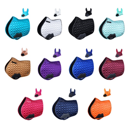 GallopGrip All-Purpose Saddle Pad & Bonnet Set – Sculpted Quilting, Satin Finish, Multi-Color Options