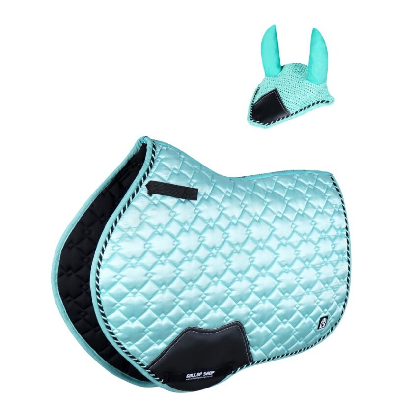 GallopGrip All-Purpose Saddle Pad & Bonnet Set – Sculpted Quilting, Satin Finish, Multi-Color Options